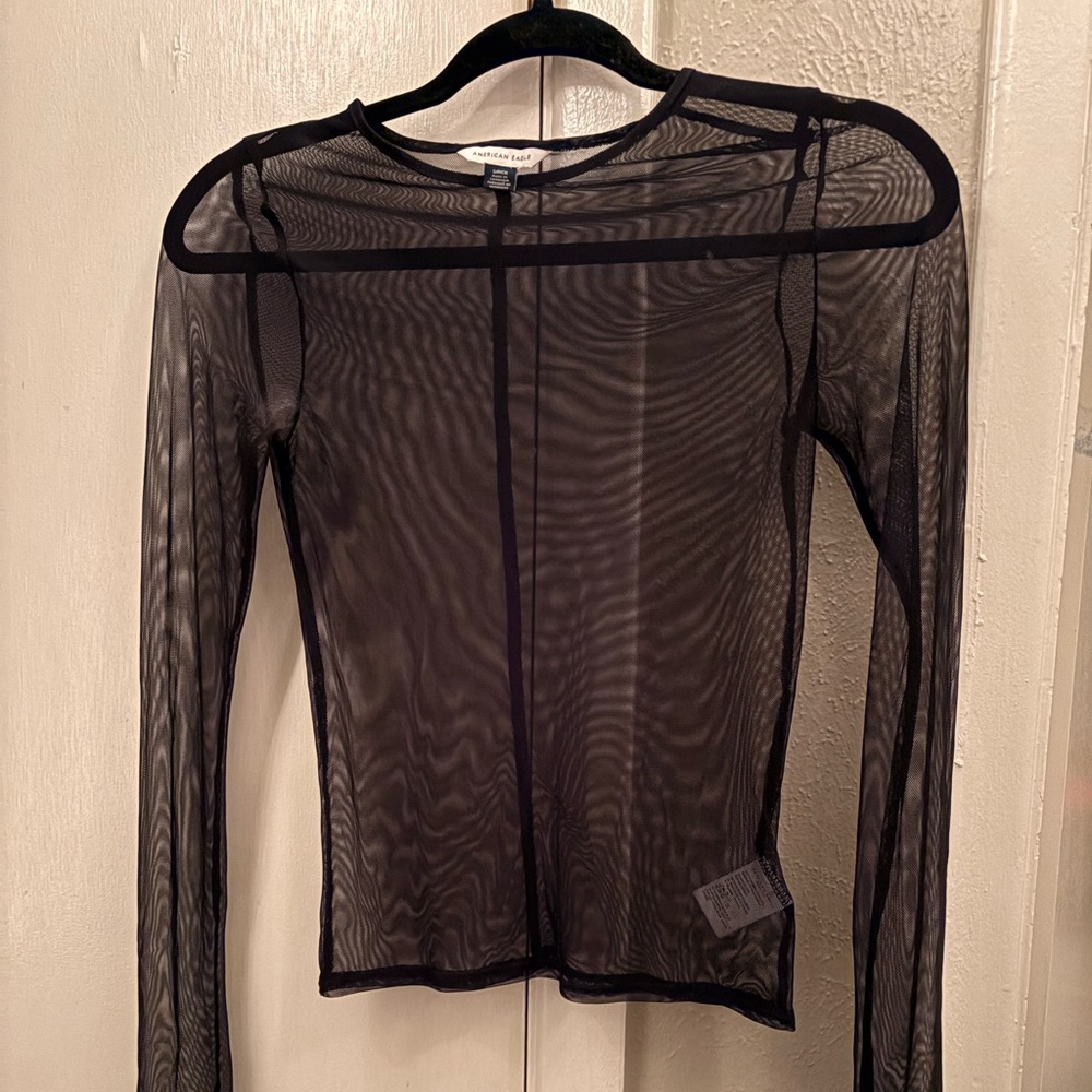 American Eagle Outfitters Black Sheer Mesh Top